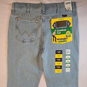 WRANGLER Men's Cowboy Cut Active Flex Slim Fit Jean Sz: 30 x 32 Bleach Blue